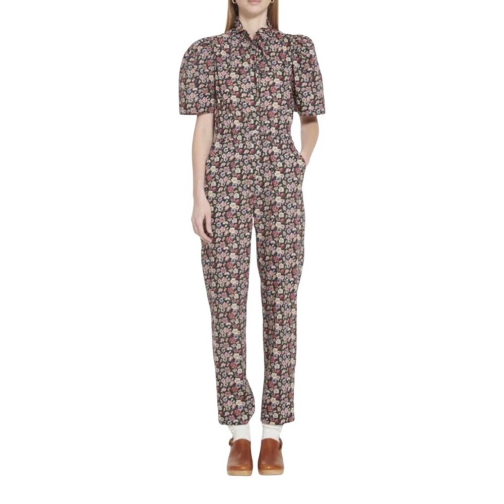 Sea New York Lexi Liberty Floral Puff Sleeve Jumpsuit Size 0 Button-up Cotton